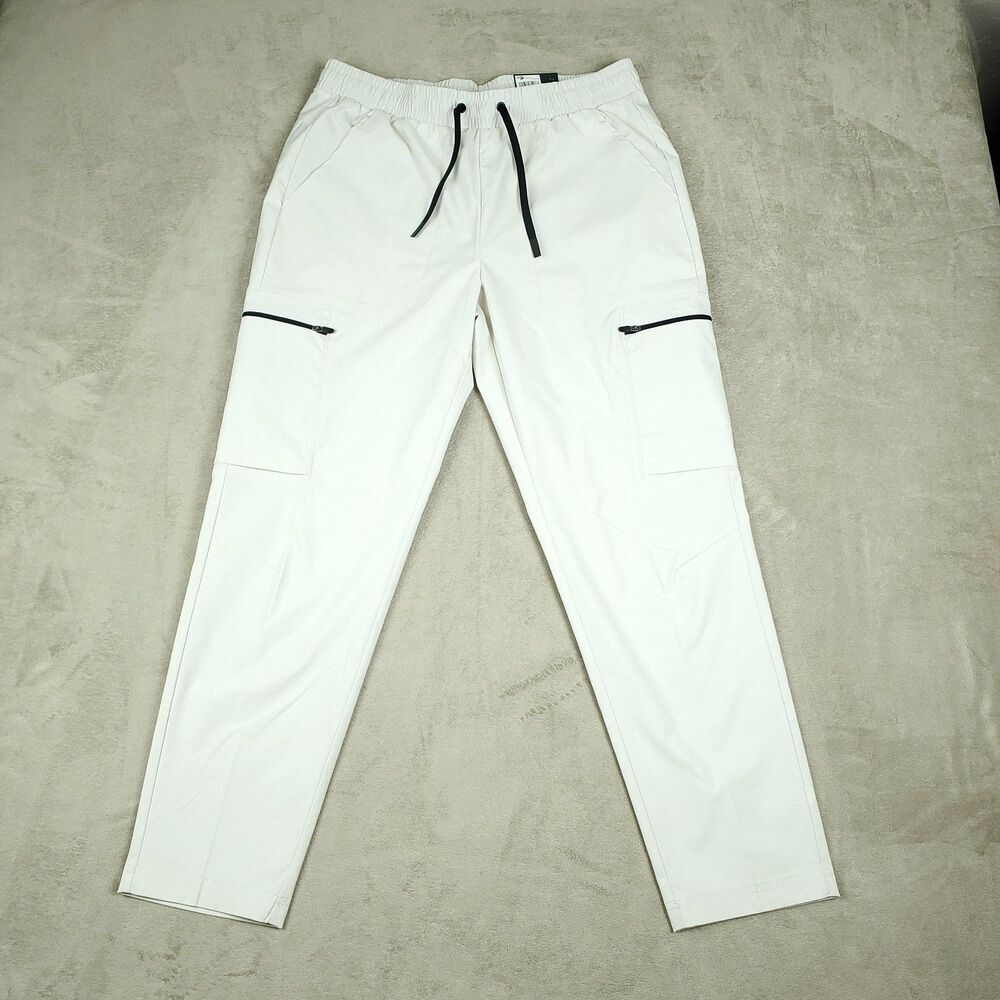 Tek Gear Jogger Pants Mens Medium White Tapered Cargo Athletic Moisture Wicking